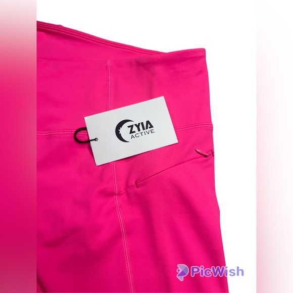 Pink Zipper Pocket Light n Tight Hi Rise Crop 17” (6-8) ZYIA NWT 791 - Picture 9 of 14